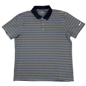 Nike Men's Dri-Fit Polo Shirt Large Blue & White Stripes Gently Used